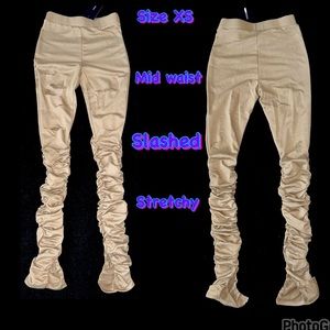 Slashed stacked leggings